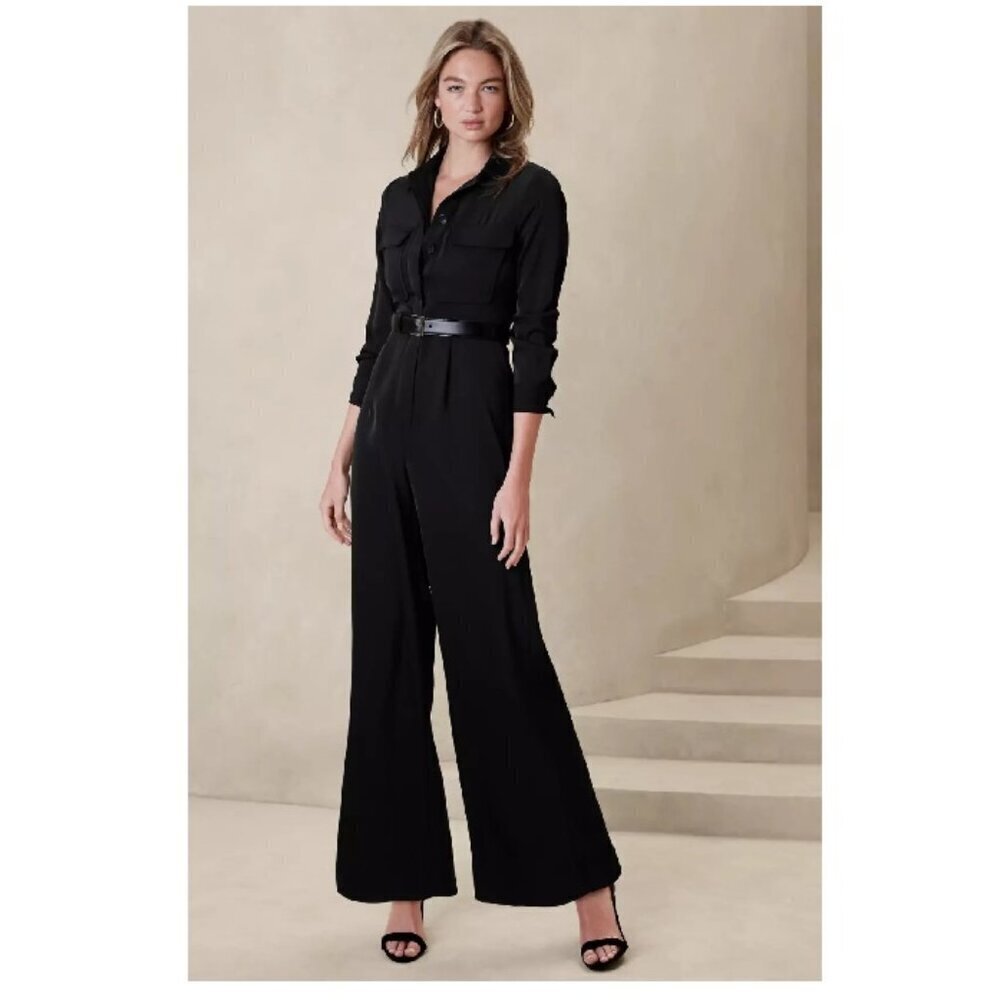 NWT Banana Republic Women's Wide-leg Jumpsuit  Black Size 0‎
